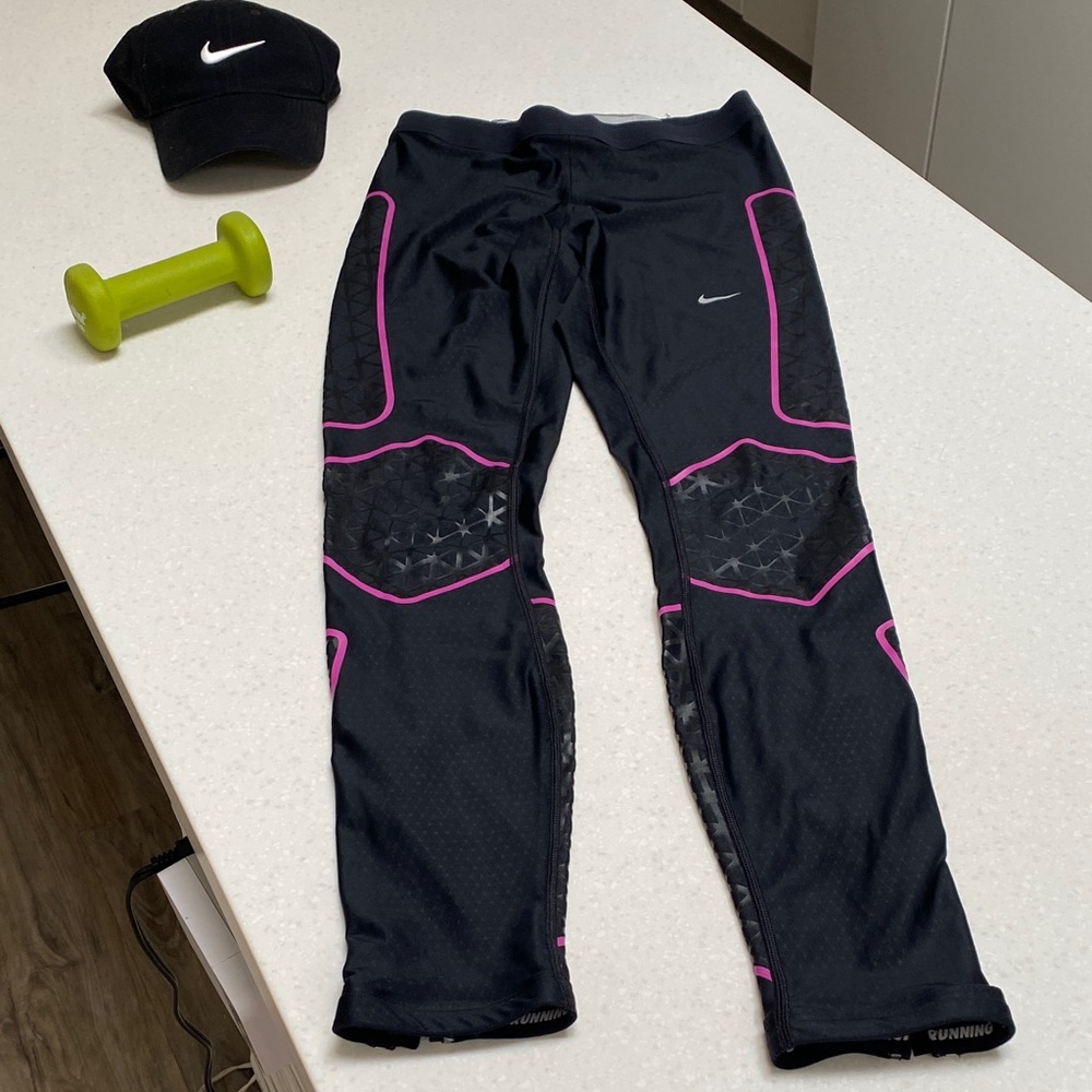 Nike Black Leggings with Pink Highlights